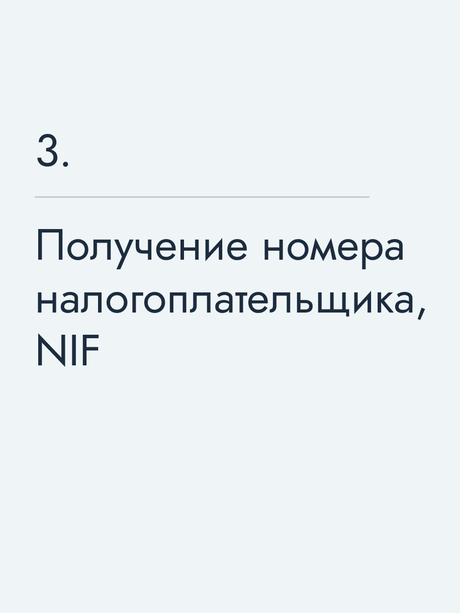 Получение номера налогоплательщика, NIF