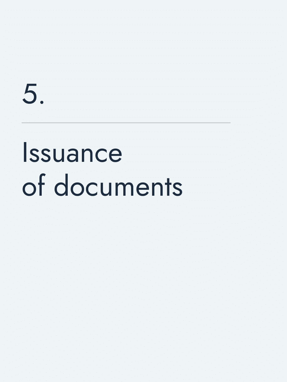 Issuance of documents 🔥