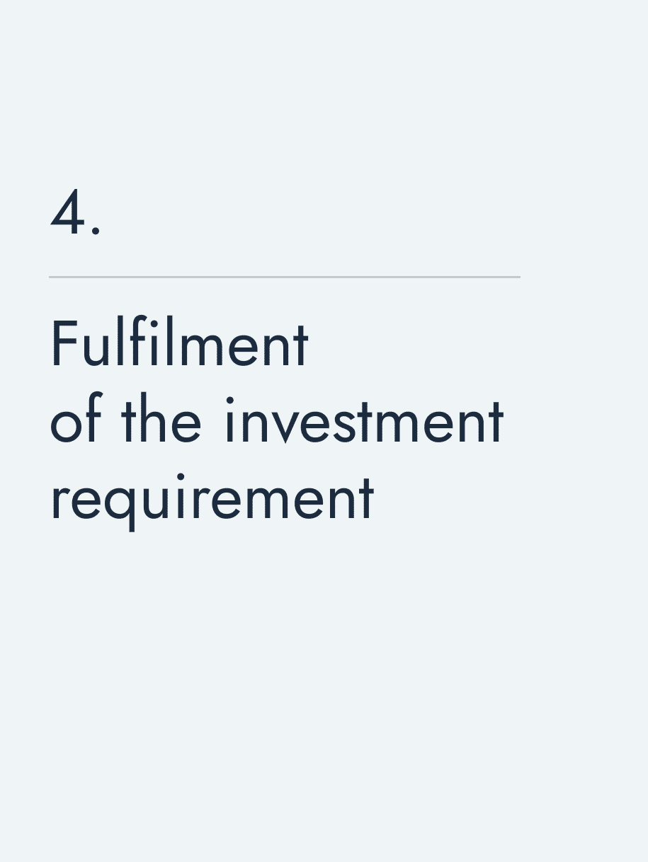 Fulfilment of the investment requirement