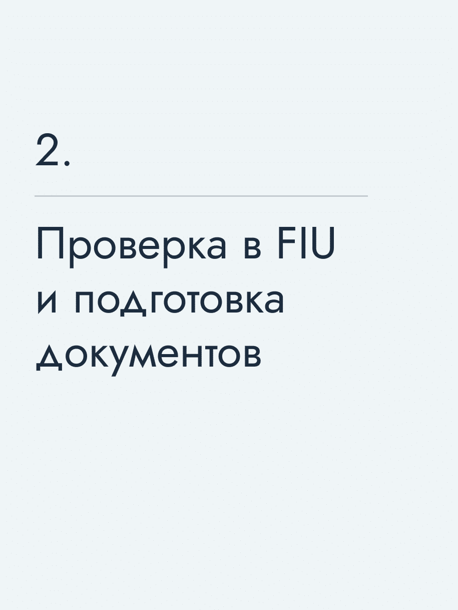 Проверка в FIU и подготовка документов