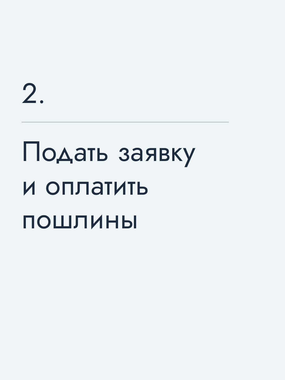 Подать заявку и оплатить пошлины
