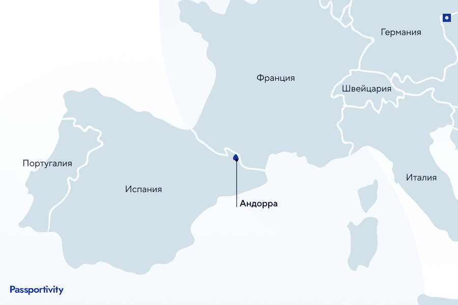 Андорра на карте Европы