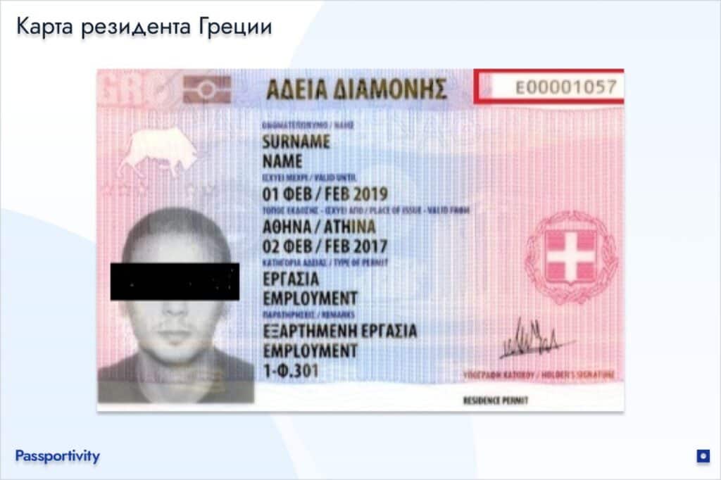 Карта резидента Греции
