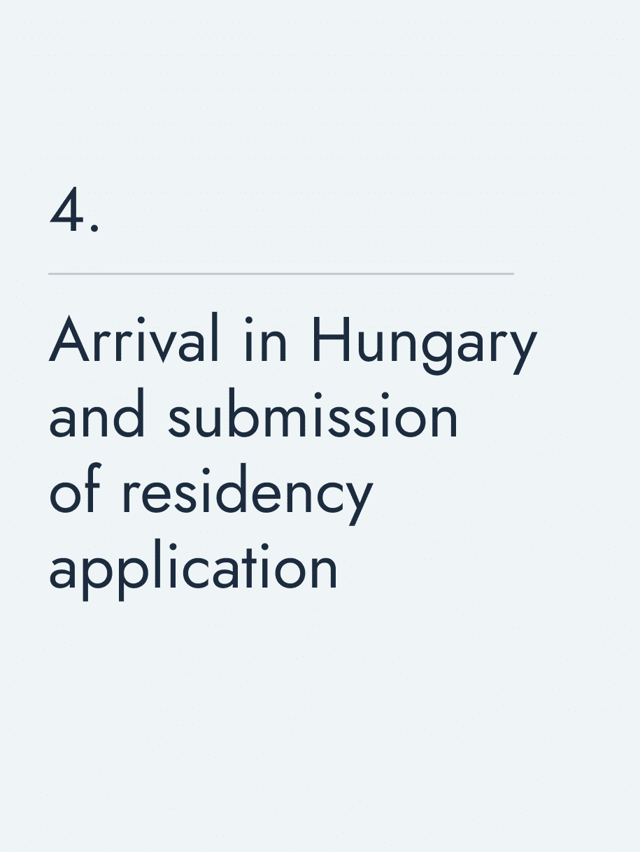Arrival in Hungary and submission of residency application
