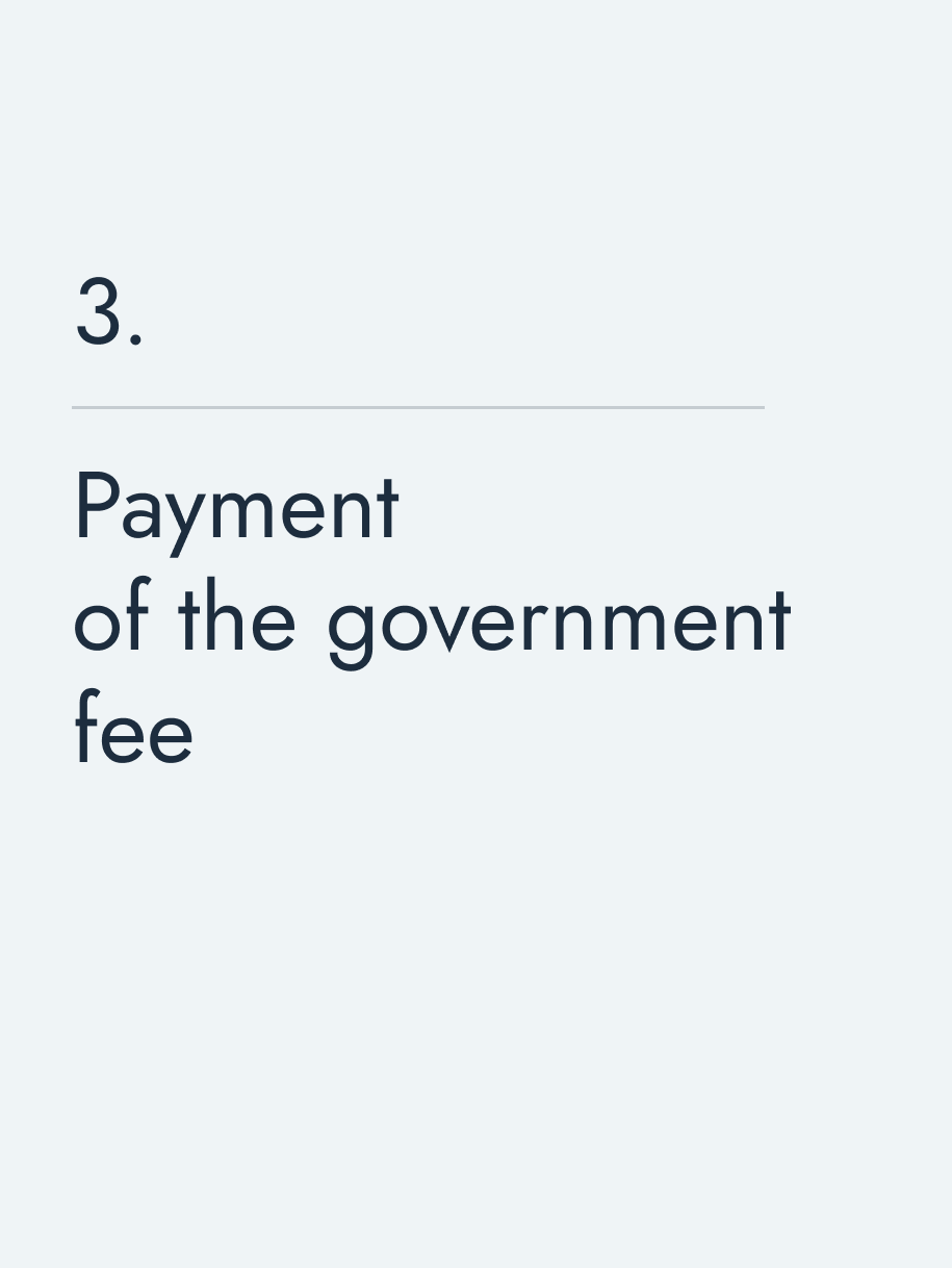 Payment of the government fee