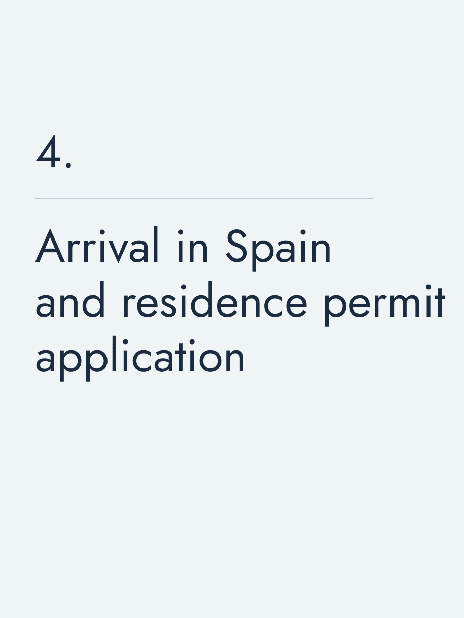 Arrival in Spain and residence permit application